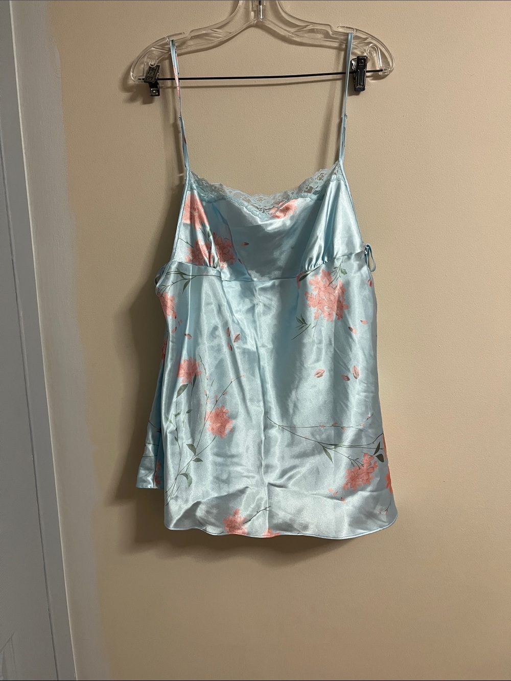 Warner's Sleepwear Light Blue Satin Floral Camisole Slip